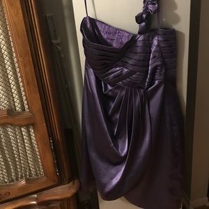 Short, purple, one strap dress